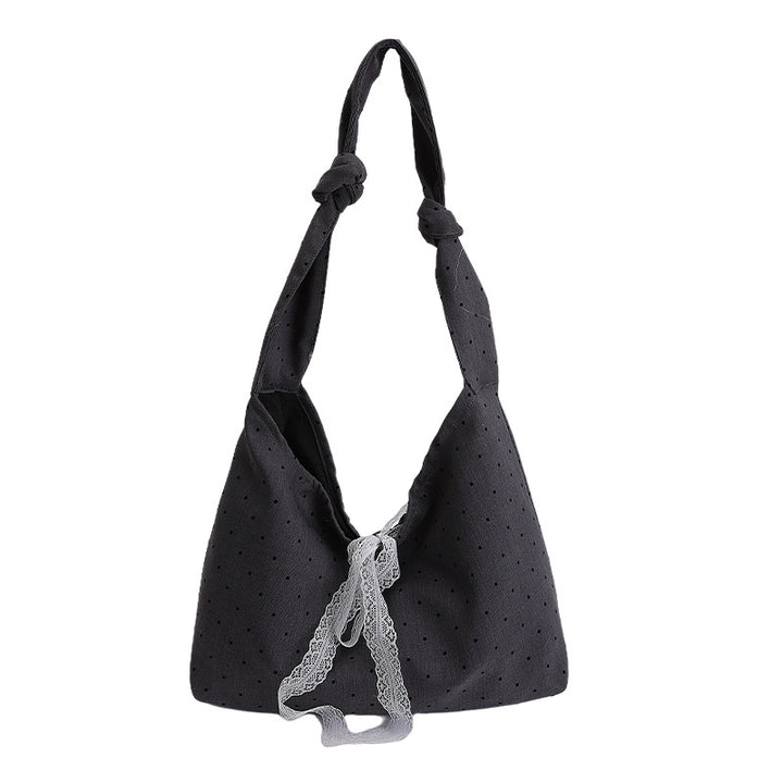Polka Dot Canvas Hobo Bag