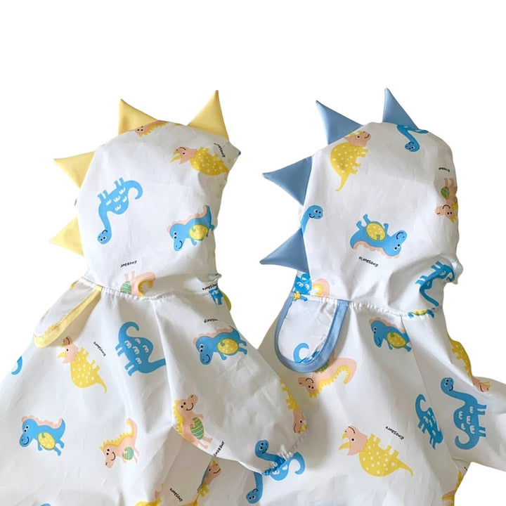 Waterproof Hooded Dino-Print Dog Raincoat with Spiked Hood