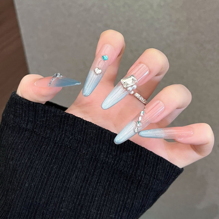 Elegant Rhinestone-Embellished Stiletto Press-On Nail Set Kalsten