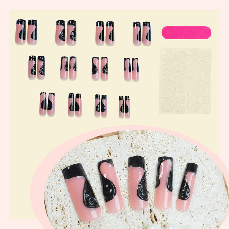 Artistic Gel Press-On Nail Set with Dripping Design kalsten