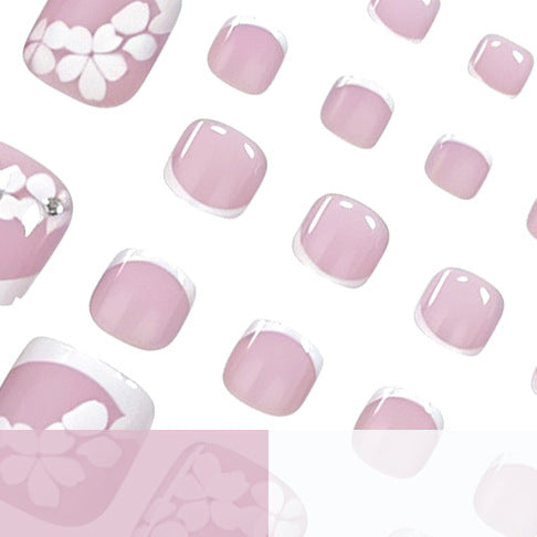 Elegant Floral French Tip Pedicure Kalsten