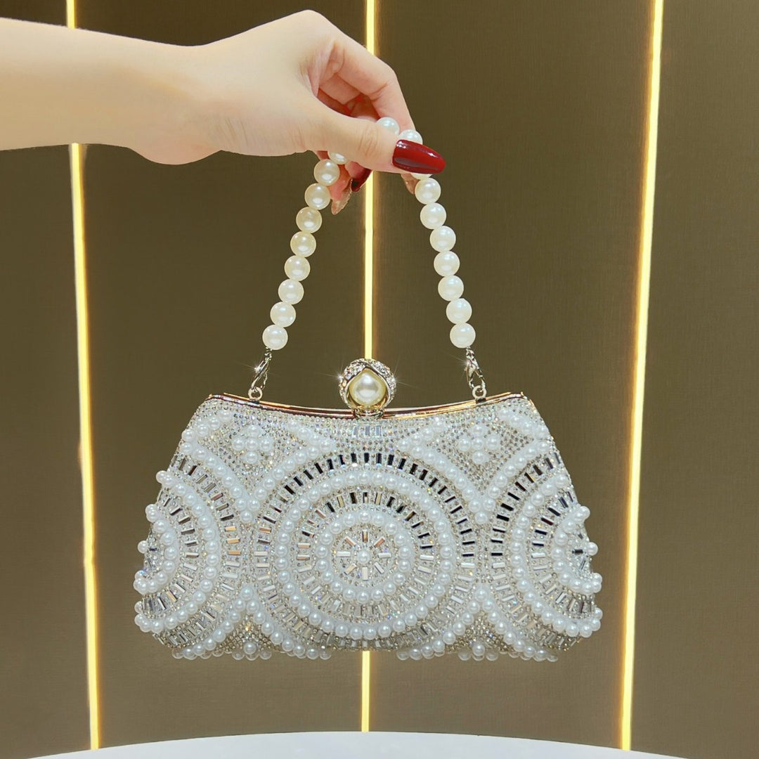 Decorative Pearl and Crystal Evening Purse