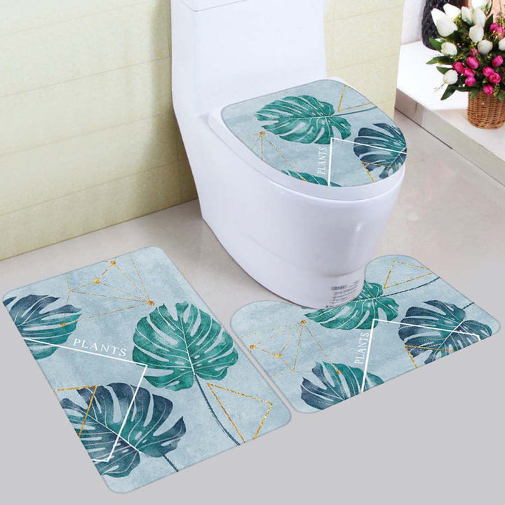 Floral Bunny-Themed Bath Mat Set