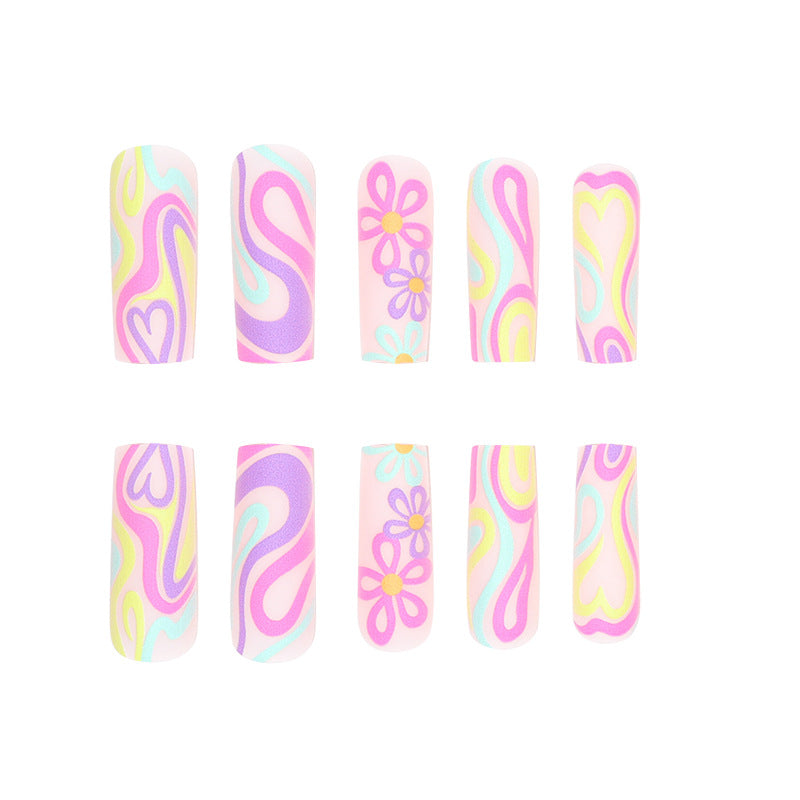 Artistic Abstract Long Press-On Nails Kalsten