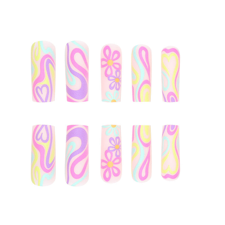 Artistic Abstract Long Press-On Nails Kalsten