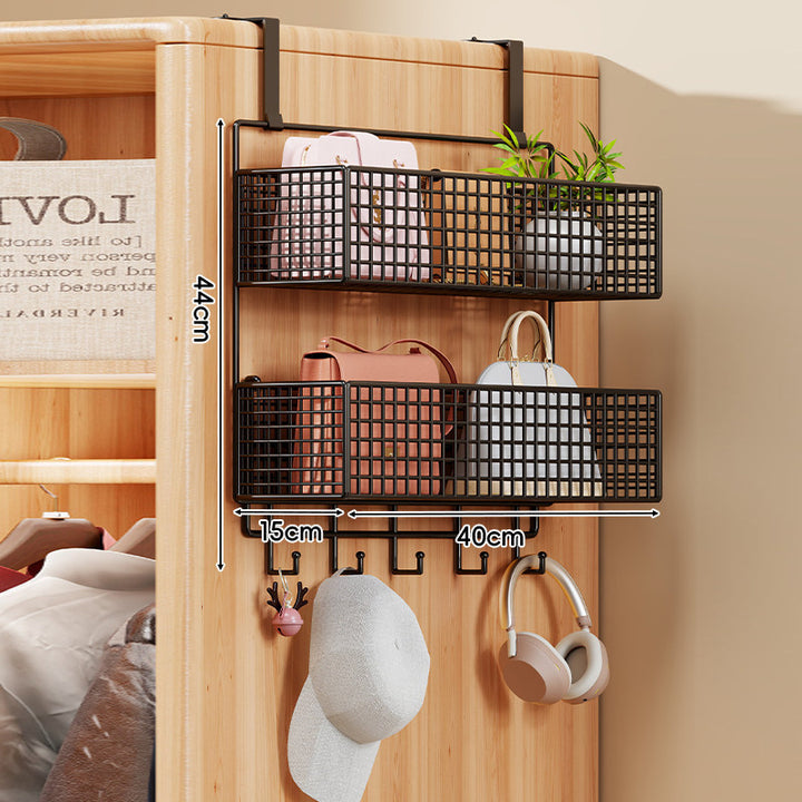Over-the-Door Multi-Tier Metal Grid Hanging Storage Organizer