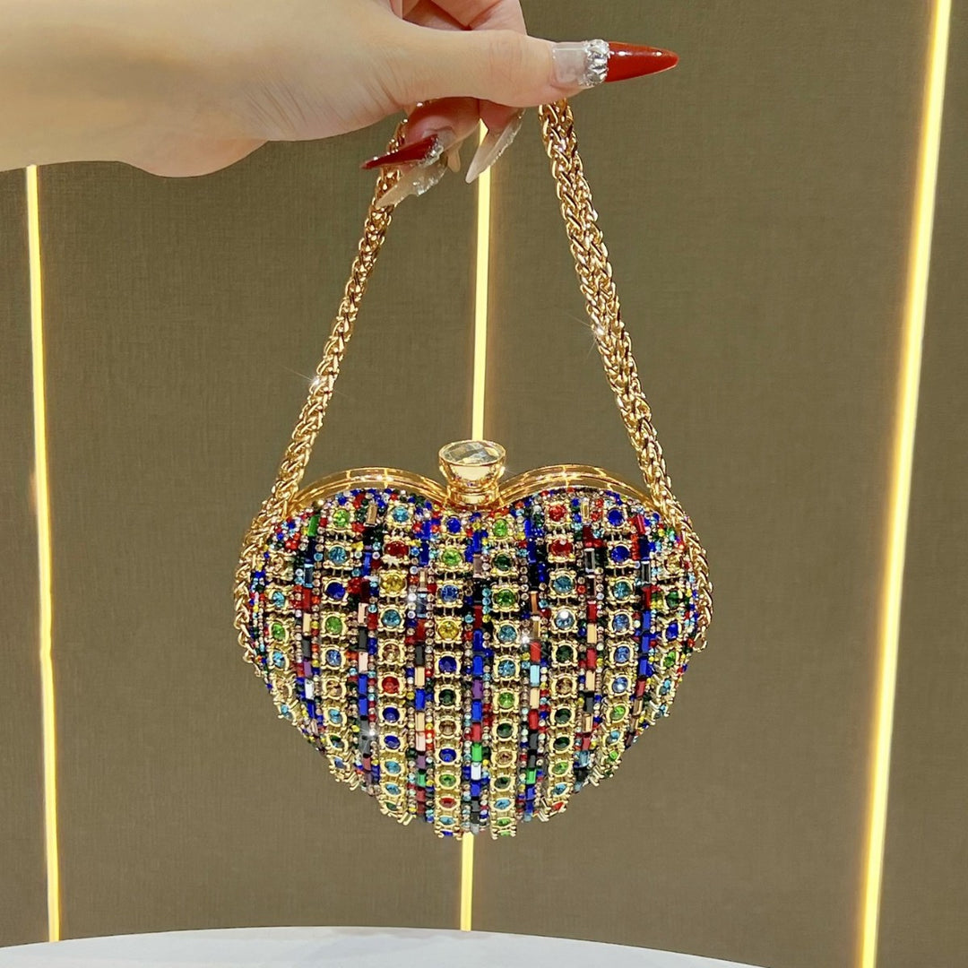 Rhinestone-Studded Heart Clutch