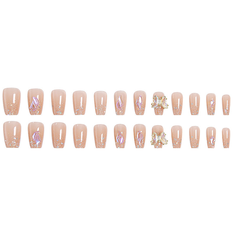 Acrylic Nail Set with Glitter and 3D Butterfly Decorations Kalsten