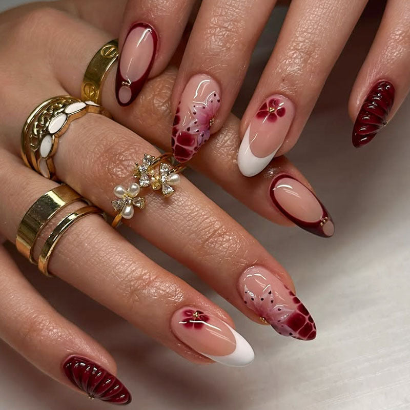Artistic Floral Press-On Nails Set