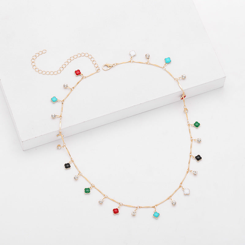 Floral Charm Silver Necklace Kalsten