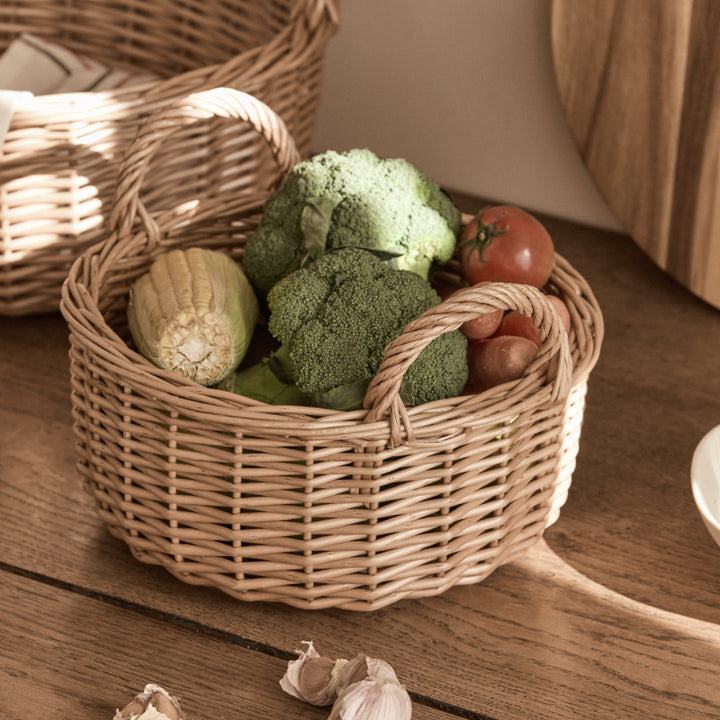 Beef Handcrafted Basket with Handle Kalsten