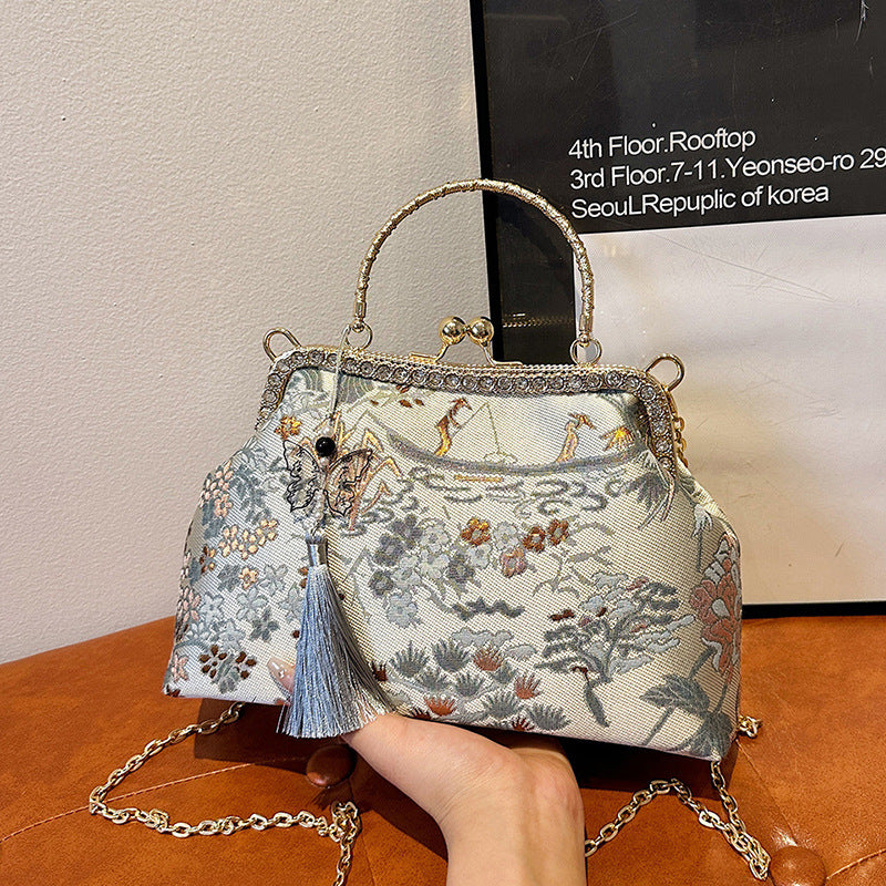 Vintage Floral Embroidered Handbag