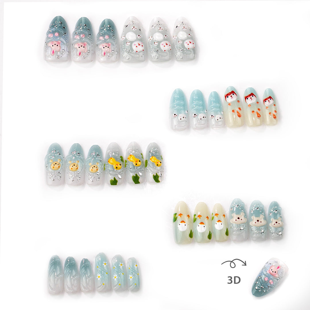 Whimsical Animal-Themed Press-On Nail Collection