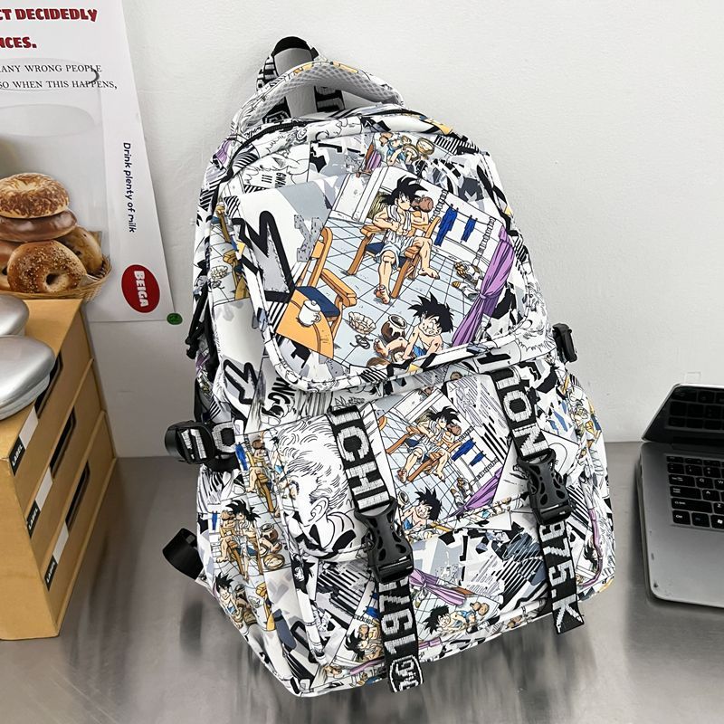 Backpack in Comic Design with Soft Plush Pendant Kalsten