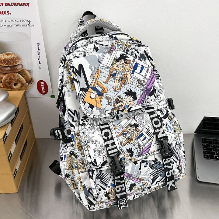 Backpack in Comic Design with Soft Plush Pendant Kalsten