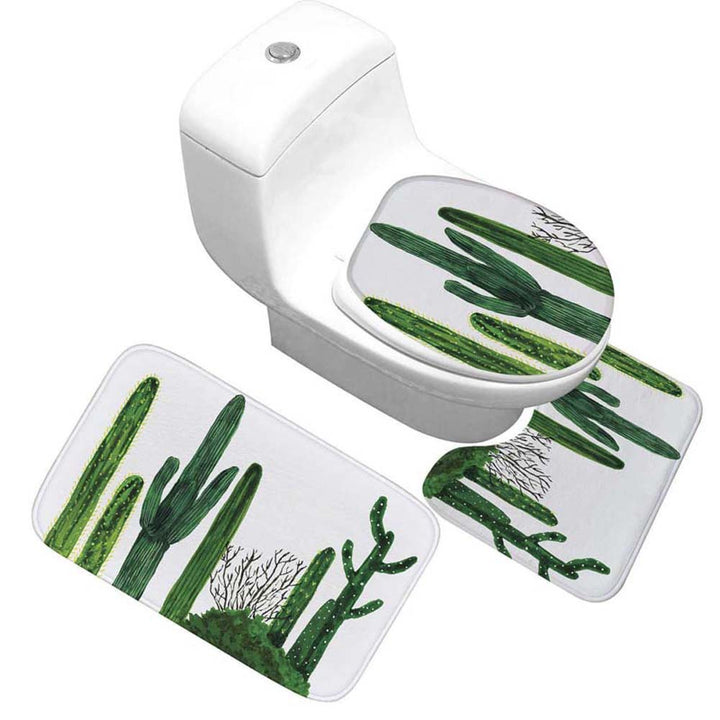 Floral Design Toilet Mat Set