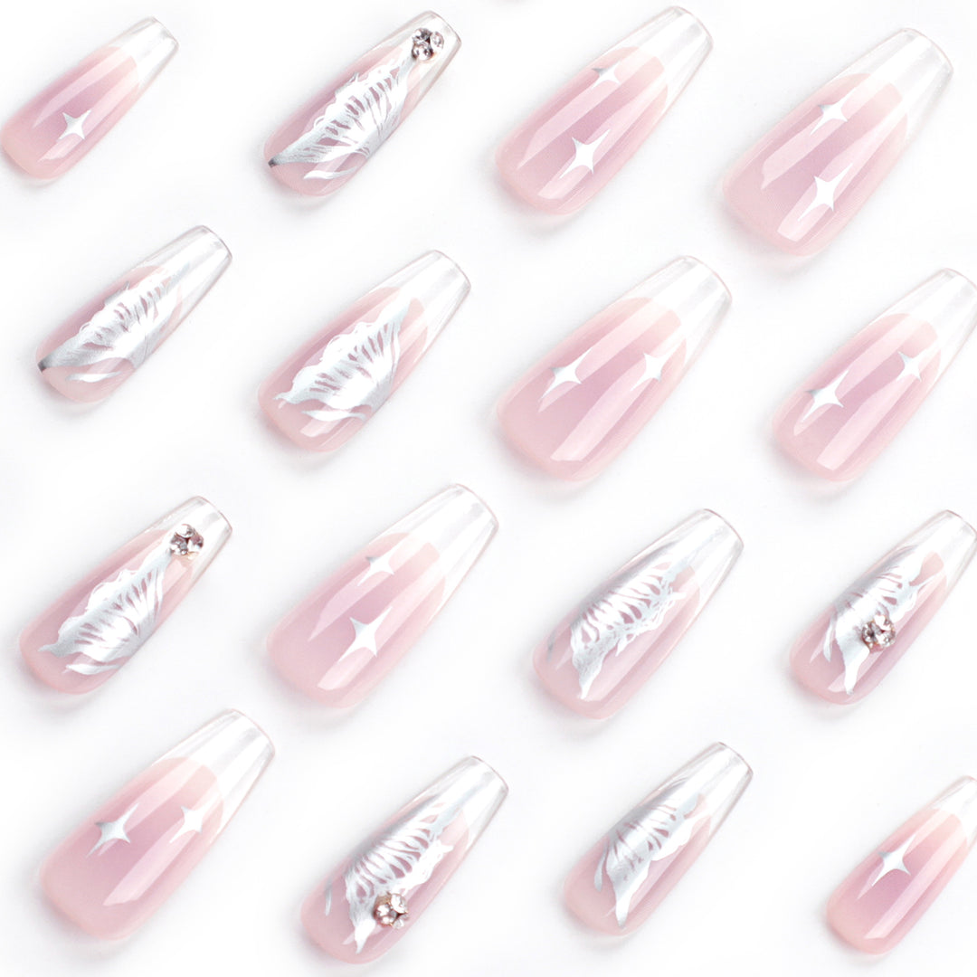 Artistic Nail Extensions with Elegant Floral Design Kalsten