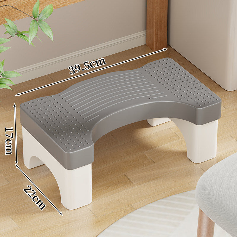 Curved Non-Slip Plastic Footstool Step Stool with Textured Anti-Skid Surface and Reinforced Legs