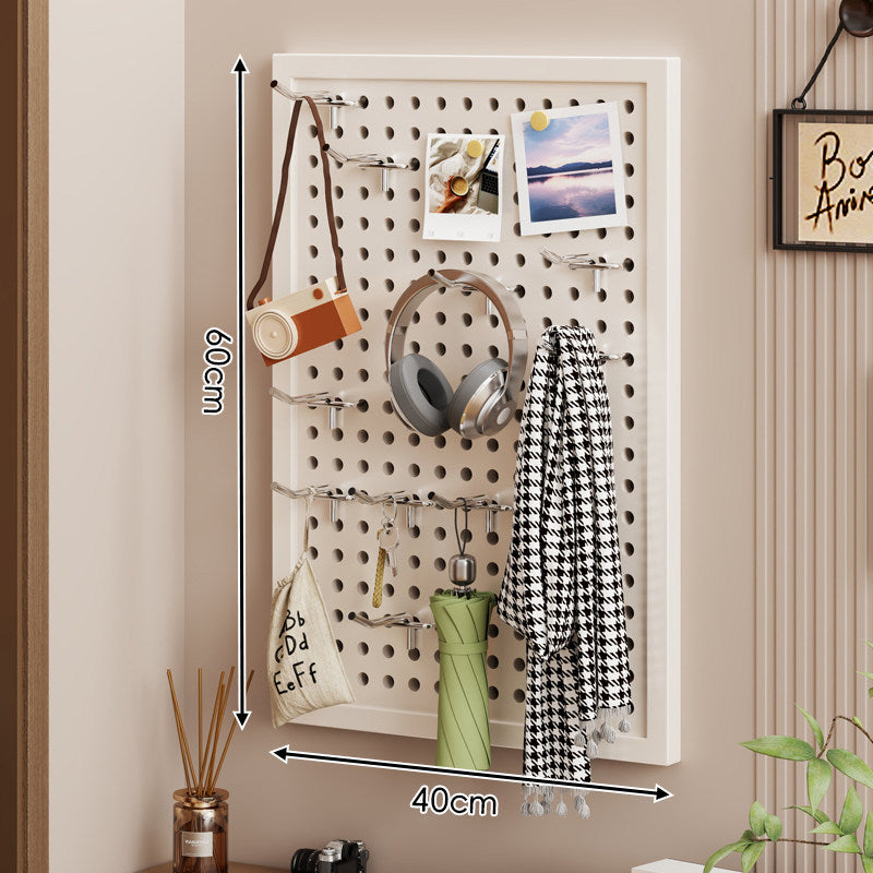 Wall-Mounted Perforated Pegboard Organizer Panel Large Square with Modular Hooks and Accessories