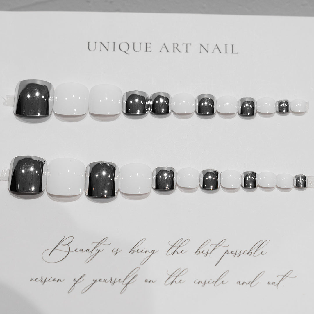Elegant Metallic Pedicure Nail Art