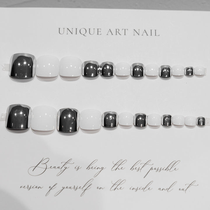Elegant Metallic Pedicure Nail Art