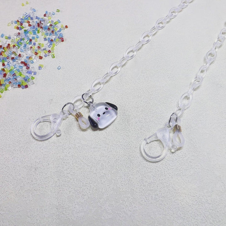 Playful glasses holder chain made of transparent material Kalsten