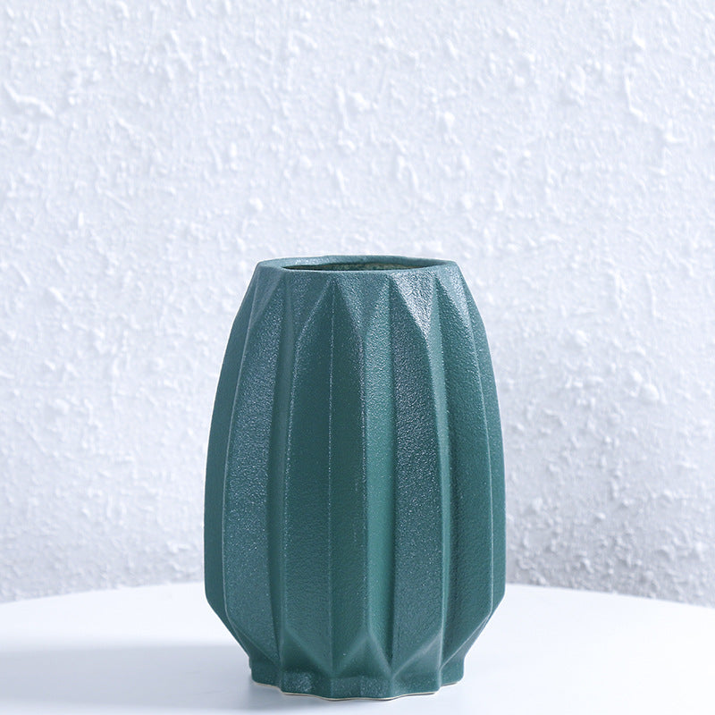 Textured Geometric Ceramic Flower Vase Kalsten