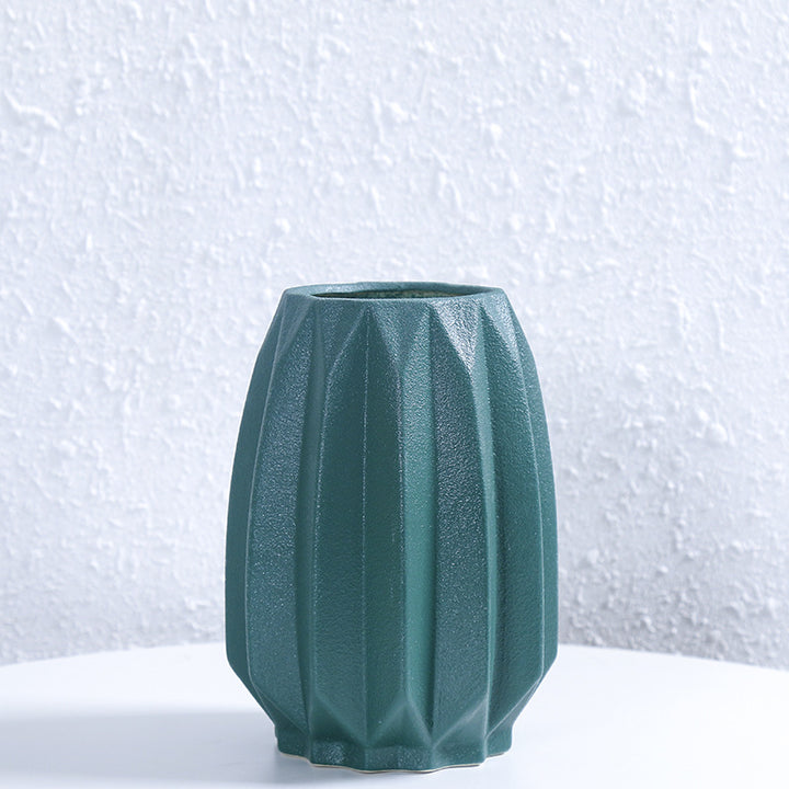 Textured Geometric Ceramic Flower Vase Kalsten