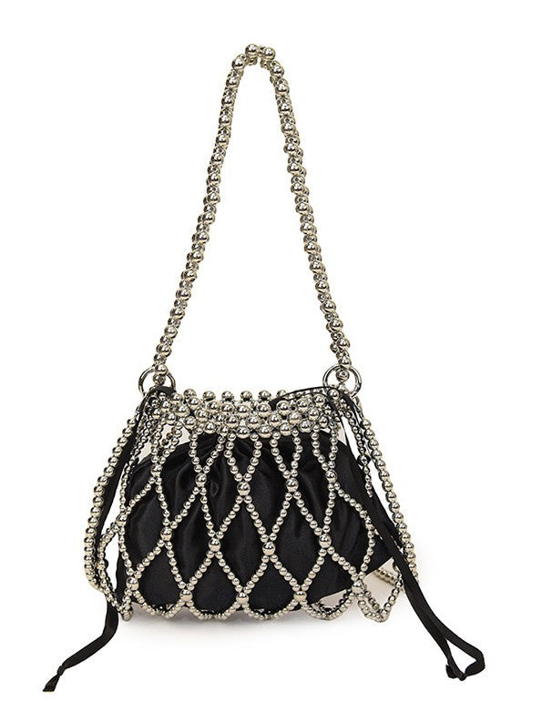 Decorative Beaded Drawstring Handbag