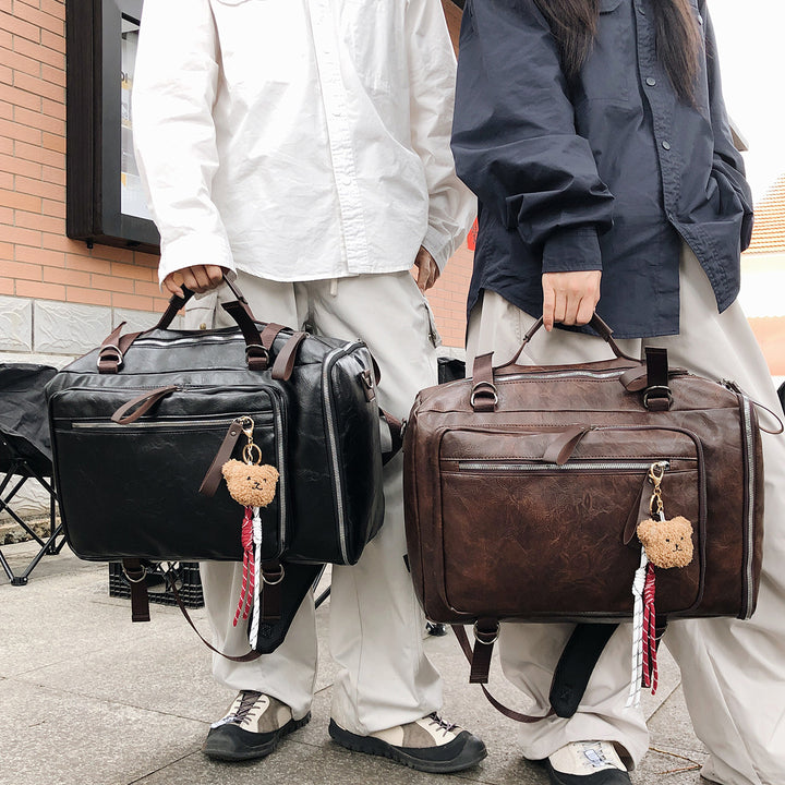 Premium Leather Weekender Duffel Bag