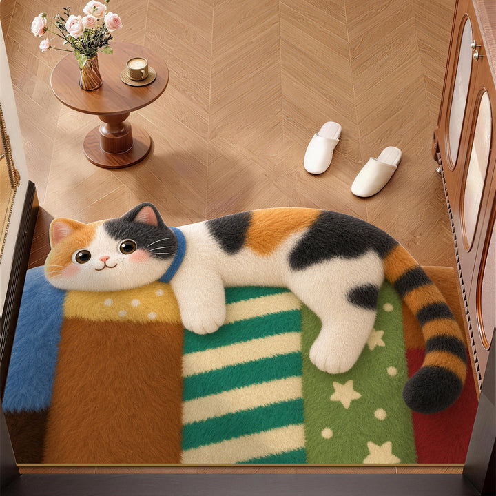 Plush Cat-Themed Mat