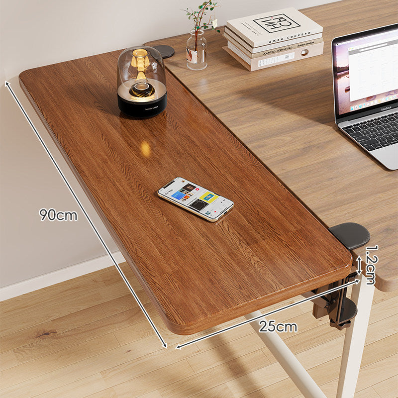 Clamp-On Adjustable Wooden Desk Side Shelf Extension with Foldable Bracket