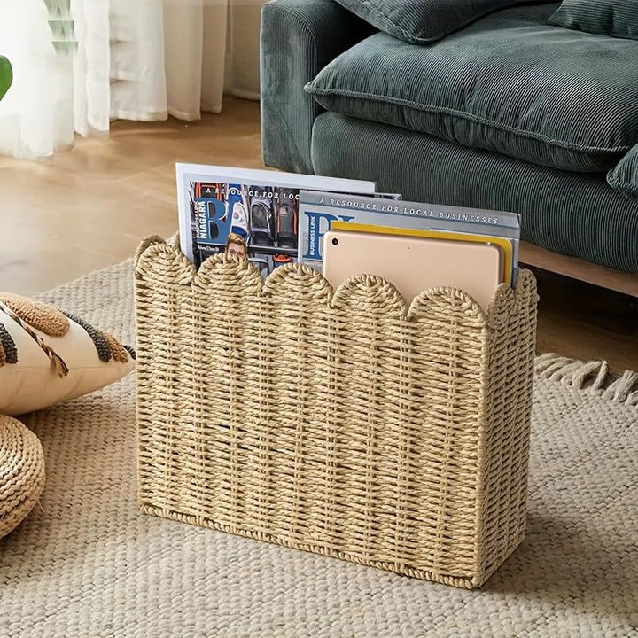 Elegant Handcrafted Woven Magazine Organizer Kalsten