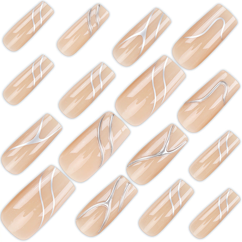 Artistic Press-On Nail Design with Elegant Graphical Accents Kalsten