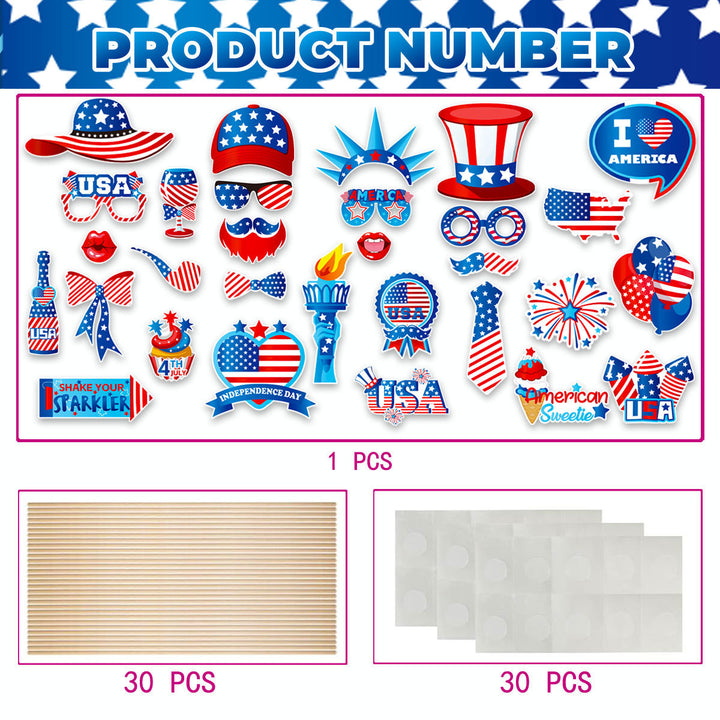 Unisex nan Photo booth props set with wooden sticks and self-adhesive pads Kalsten