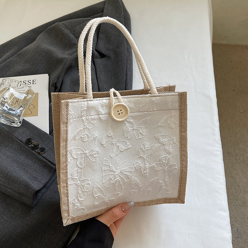 Butterfly Embroidered Fabric Tote