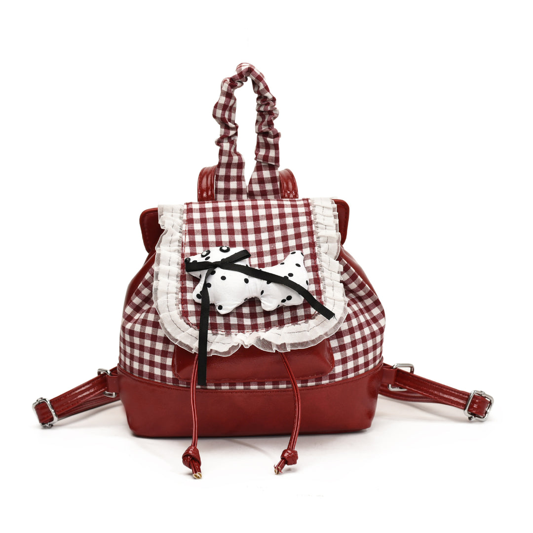 Playful backpack with checkered pattern and animal appliqué Kalsten