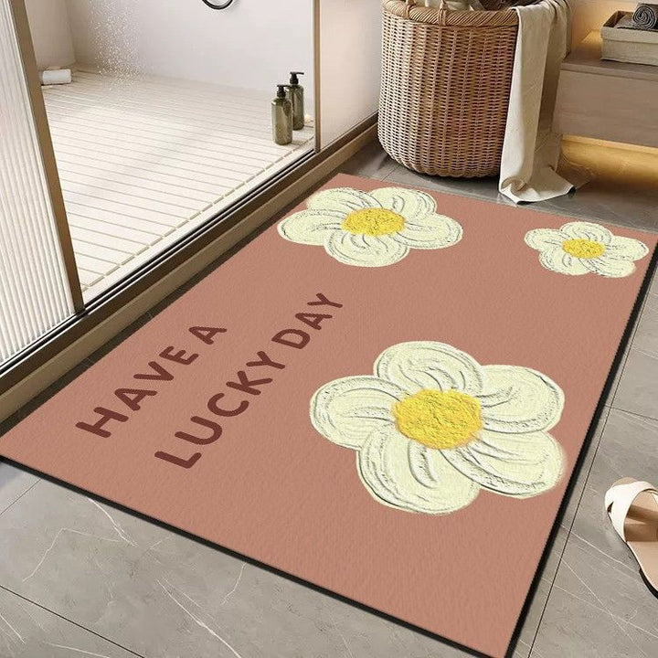 Cheerful Floral Message Bath Mat Kalsten