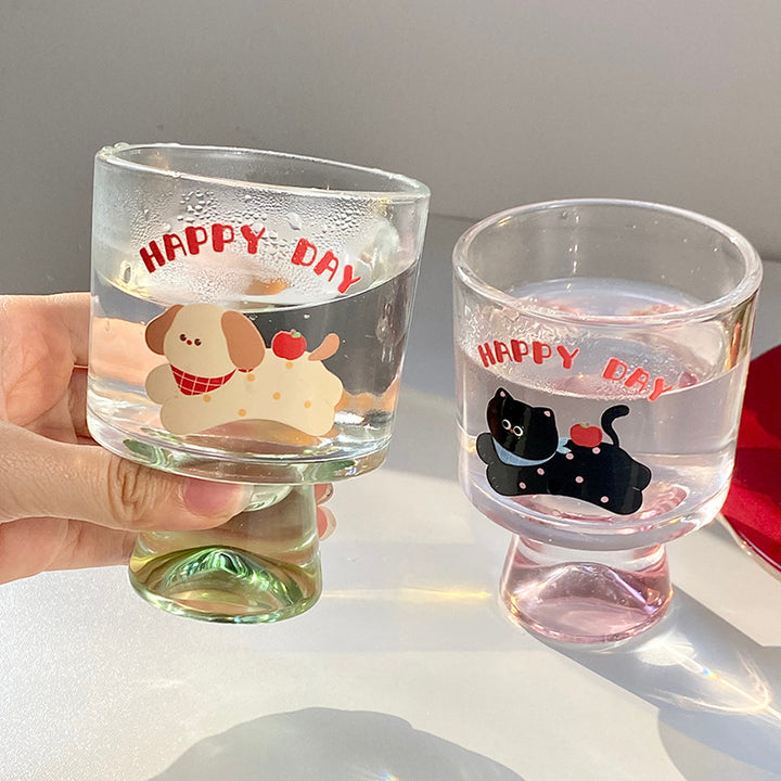 Glass chalice with cheerful cat motif Kalsten