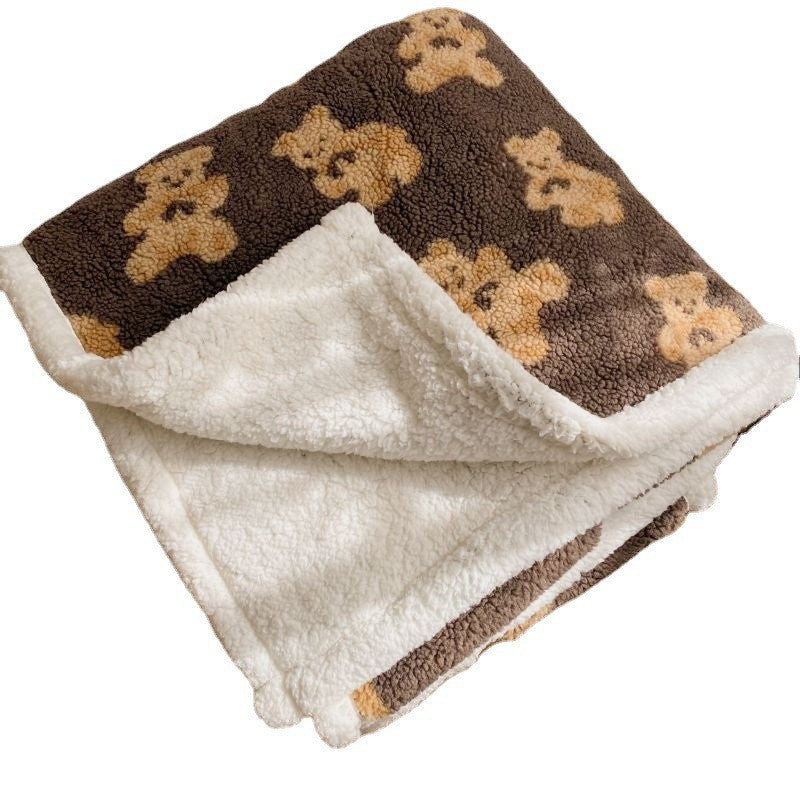Fluffy Teddy Bear Pattern Throw Blanket