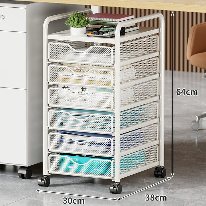 Multi-Drawer Mobile Mesh File and Office Organizer Cart with Locking Casters