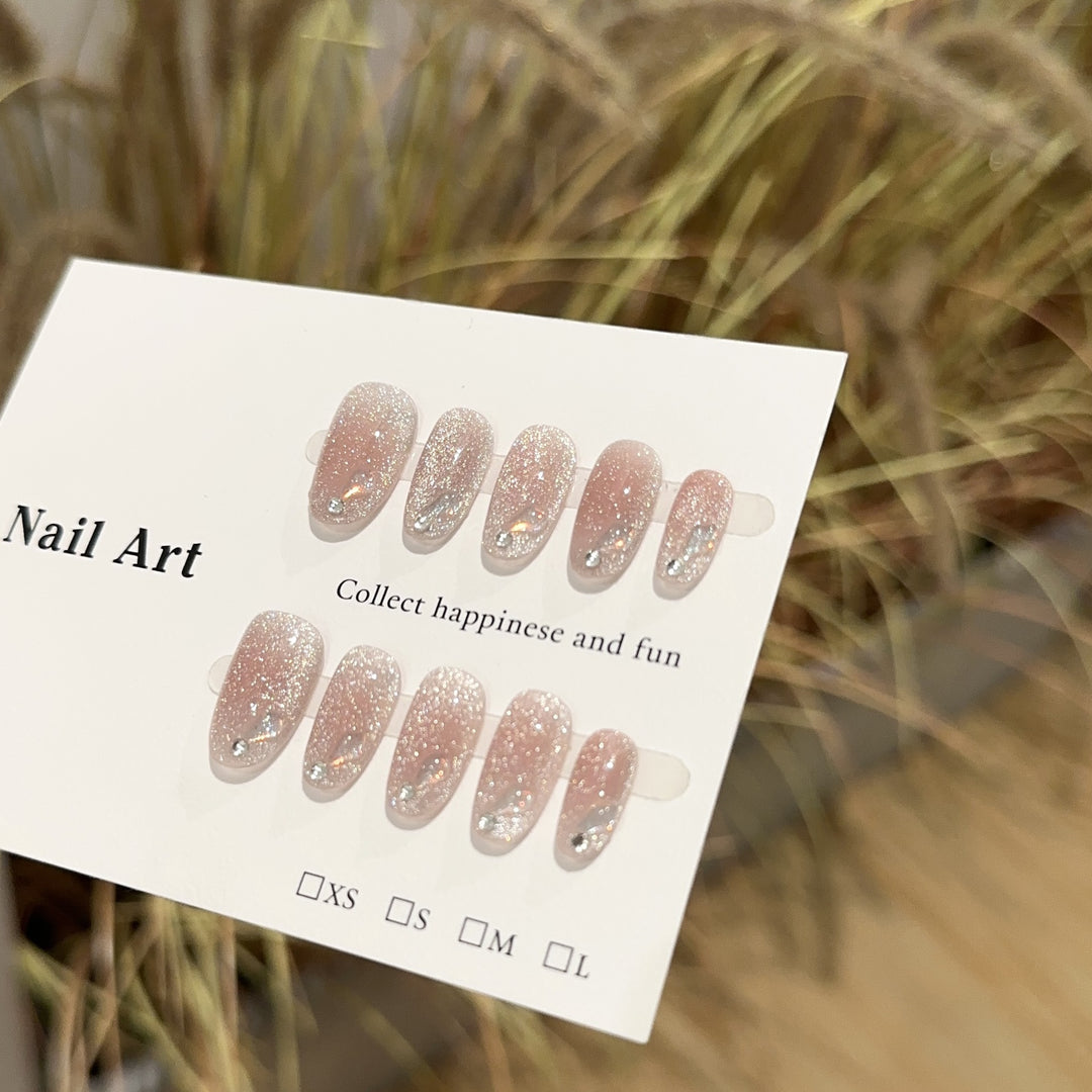 Glittering Rhinestone Press-On Nail Set