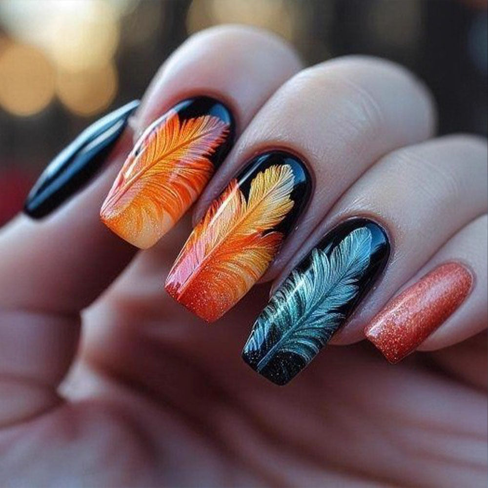 Creative Feather Design Kunstnägel Kalsten