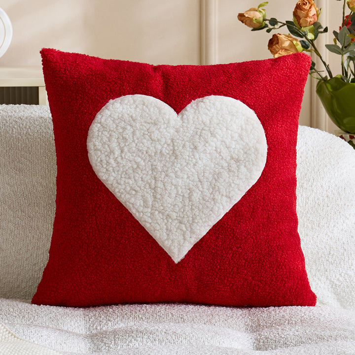Sherpa Heart Bouclé Texture Decorative Throw Pillow Cover
