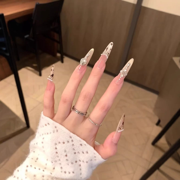 Glamorous Rhinestone Nail Extensions