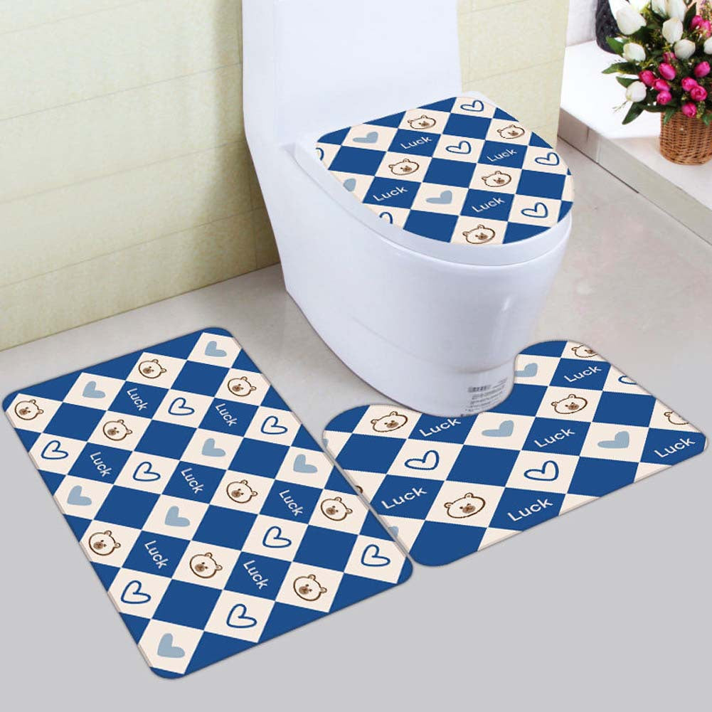 Floral Bunny-Themed Bath Mat Set