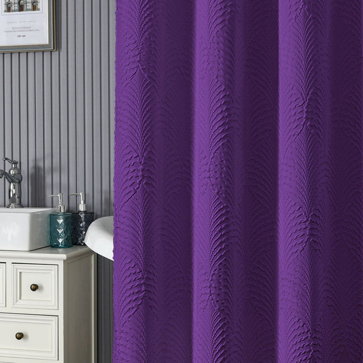 Textured Leaf Motif Shower Curtain Kalsten