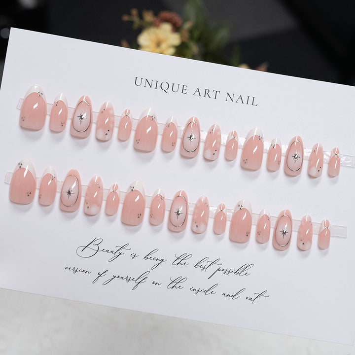 Elegant Stiletto Press-On Nails with Artistic Design