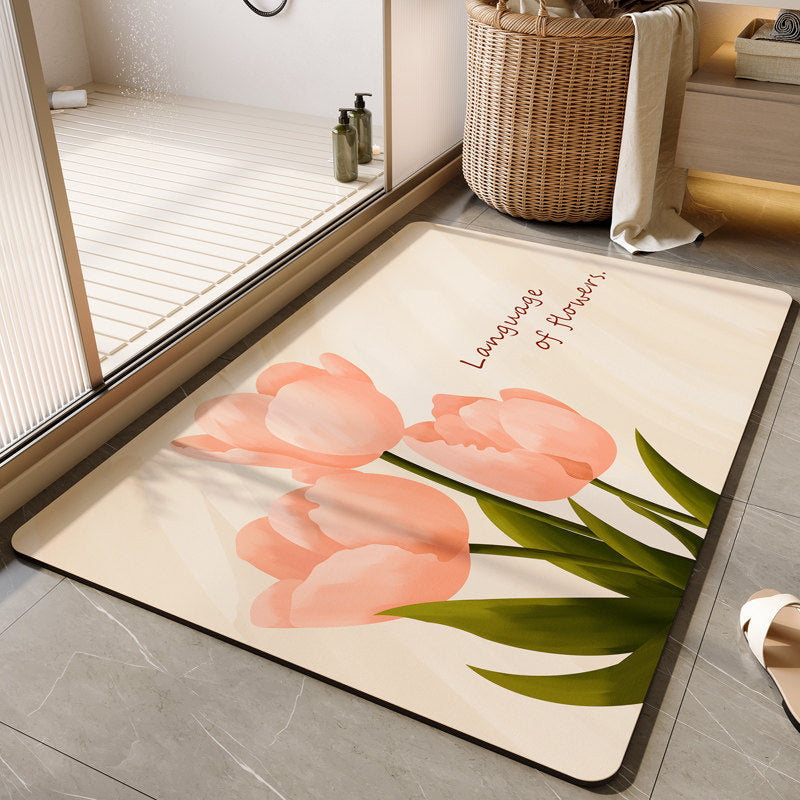 Floral-Themed Soft Bathroom Mat Kalsten