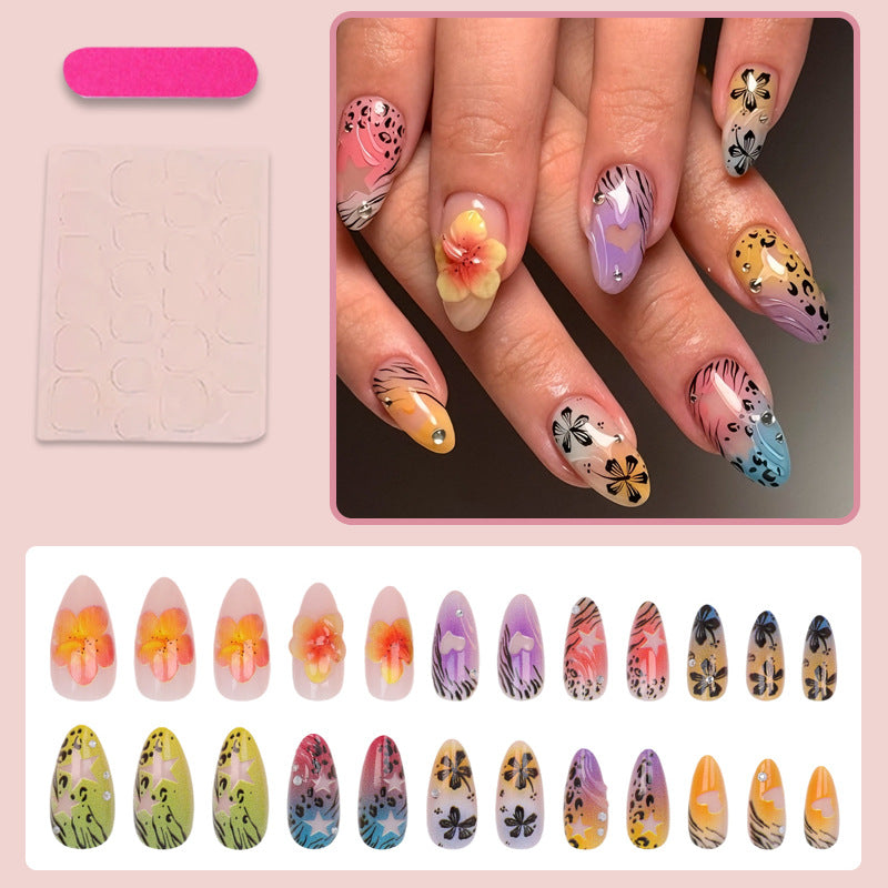 Artificial nail set with colorful flower and leopard designs Kalsten